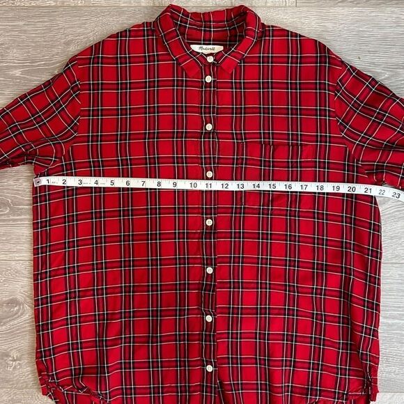 Madewell Women’s Oversized Ex-Boyfriend Shirt in Tartan Plaid Size Small - Picture 6 of 15